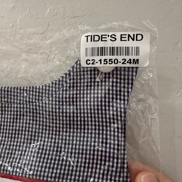 NWT Ricrac & Ruffles Tide's End Gingham Check Jon-Jon Romper - Picture 4 of 4